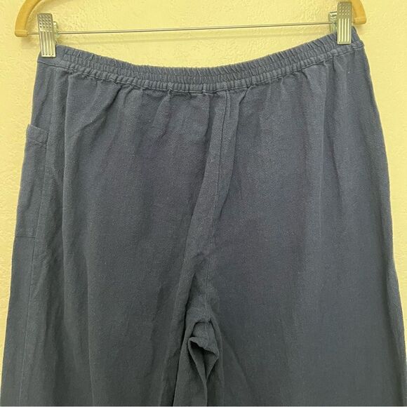 Soft Surroundings Navy Blue Pull On 100% Cotton High Rise Pants Women’s Small - Picture 10 of 12